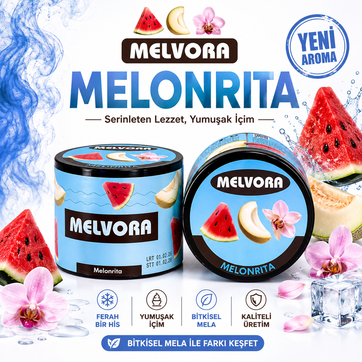 Melvora Melonrita ( Karpuz Kavun Vanilya ) Tatlandırıcı Bitkisel Mela