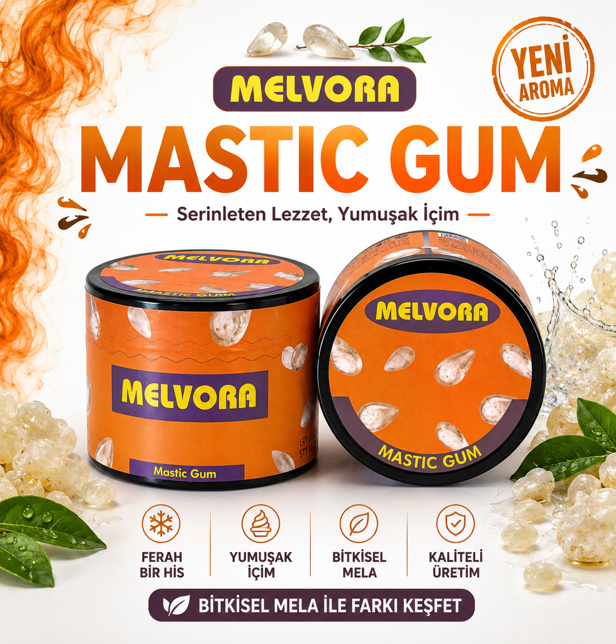 Melvora Melas Melvora Mastic Gum ( Damla Sakızı ) Tatlandırıcı Bitkisel Mela