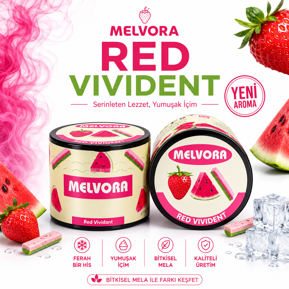 Melvora Red Vivident (Karpuz Çilek Vivident) Bitkisel Mela Tatlandırıcı