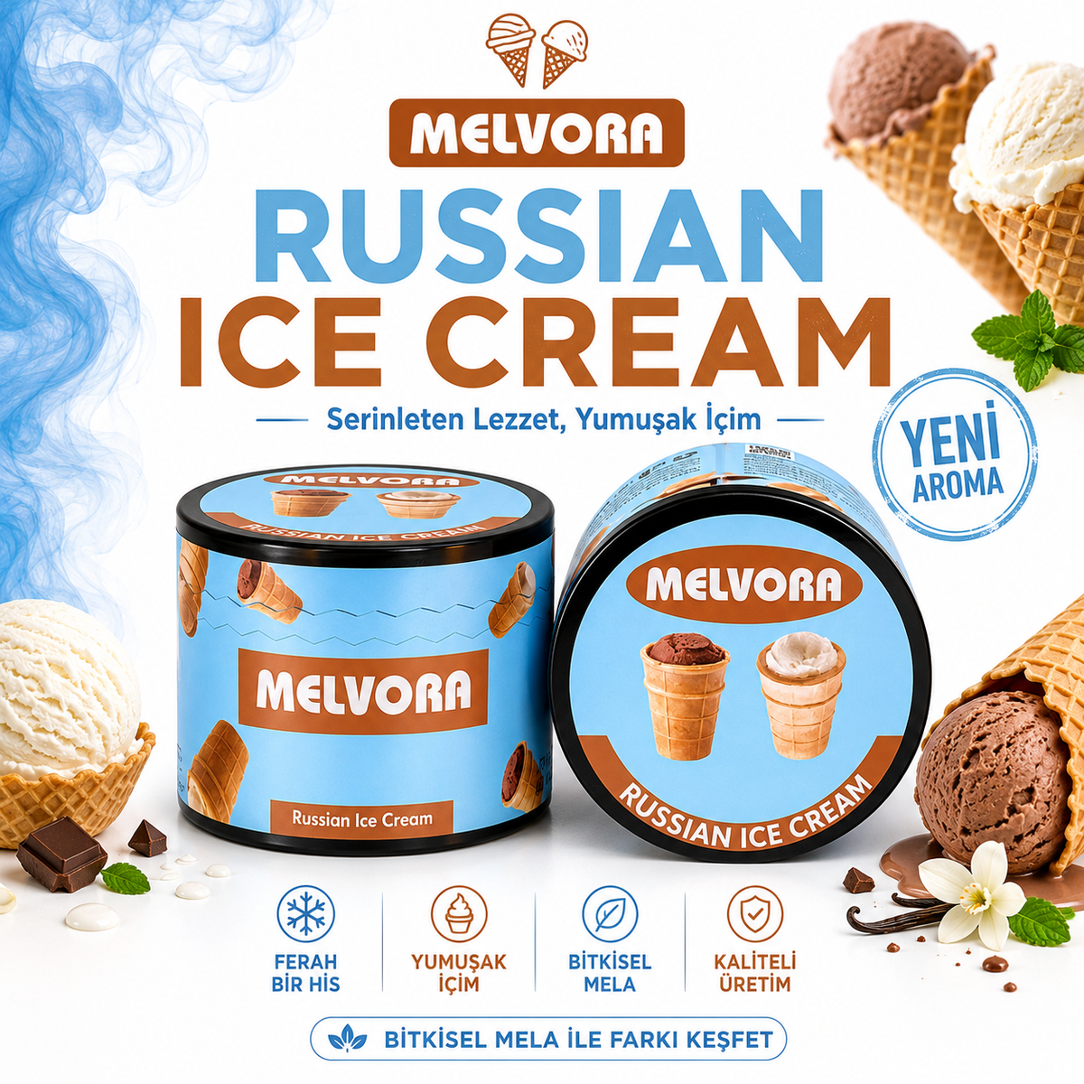 Melvora Russian Ice Cream ( Rus Dondurması ) Tatlandırıcı Bitkisel Mela