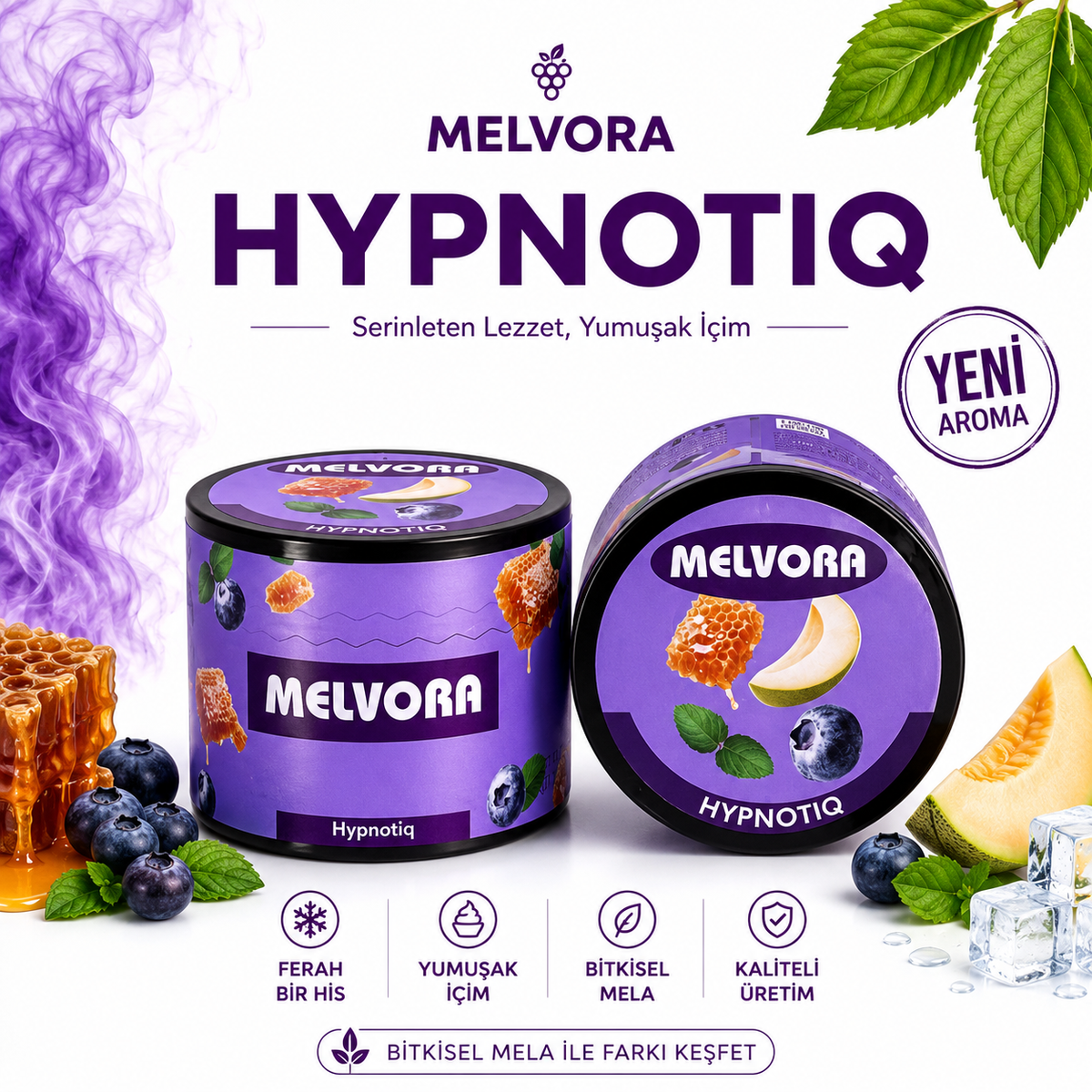 Melvora Hypnotıq ( Yabanmersini Kavun Bal Nane ) Tatlandırıcı Bitkisel Mela